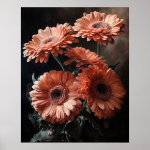 Lachs Gerbera Daisy Blume Art Print Poster