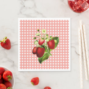 Lachs Gingham & Strawberries Lunch Paper Napkin Serviette