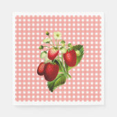 Lachs Gingham & Strawberries Lunch Paper Napkin Serviette (Vorderseite)