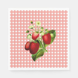 Lachs Gingham & Strawberries Lunch Paper Napkin Serviette