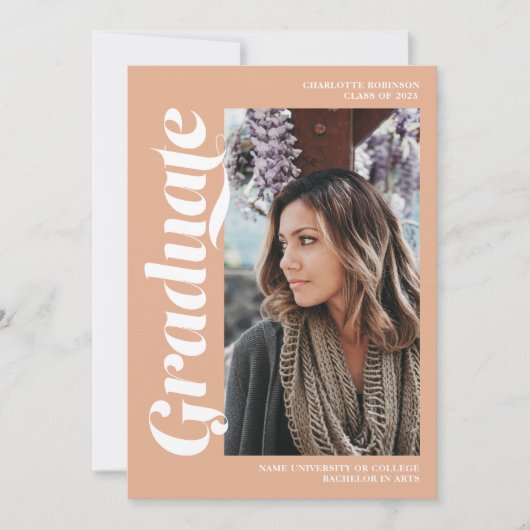 Lachs-Graduiertenskript 3 Foto Abschluss Einladung (Vorderseite)