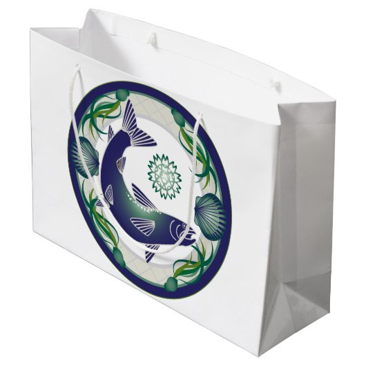 Lachs Großgeschenktasche Große Geschenktüte (Rückseite Schrägansicht)