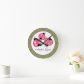 Lachs & Grüne Ladybugs Runde Wanduhr (Zuhause)