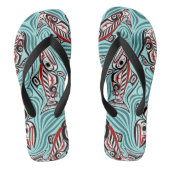 Lachs Haida Art Spirit Pacific Native Badesandalen (Fußbett)