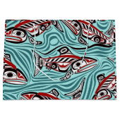 Lachs Haida Art Spirit Pacific Native Große Geschenktüte (Vorderseite)