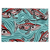 Lachs Haida Art Spirit Pacific Native Große Geschenktüte (Rückseite)