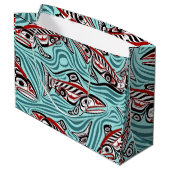Lachs Haida Art Spirit Pacific Native Große Geschenktüte (Rückseite Schrägansicht)