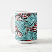 Lachs Haida Art Spirit Pacific Native Kaffeetasse (Vorderseite Links)