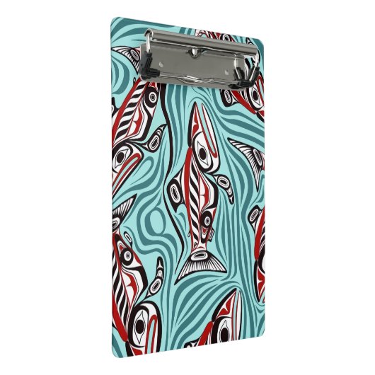 Lachs Haida Art Spirit Pacific Native Mini Klemmbrett (Schrägansicht)