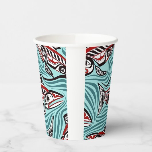 Lachs Haida Art Spirit Pacific Native Pappbecher (Links)