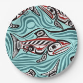 Lachs Haida Art Spirit Pacific Native Pappteller (Vorderseite)