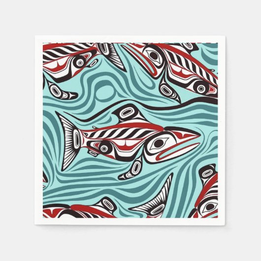 Lachs Haida Art Spirit Pacific Native Serviette (Vorderseite)