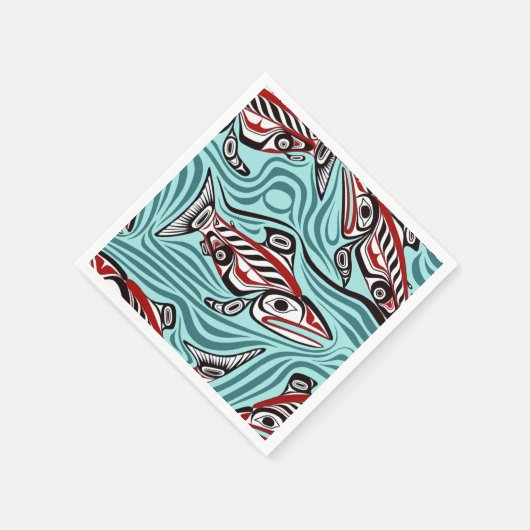 Lachs Haida Art Spirit Pacific Native Serviette (Ecke)