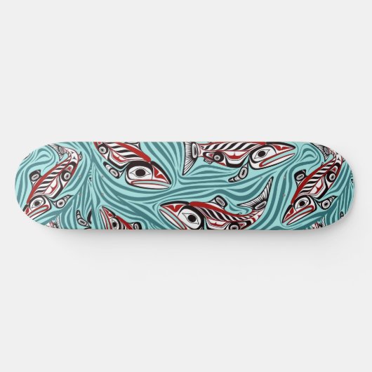 Lachs Haida Art Spirit Pacific Native Skateboard (Horizontal)