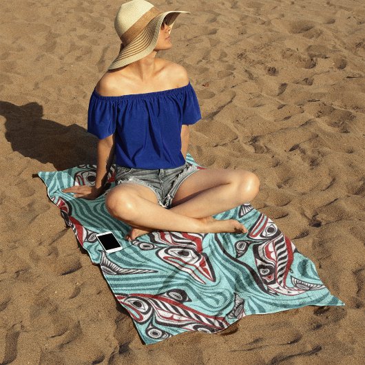 Lachs Haida Art Spirit Pacific Native Strandtuch