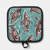 Lachs Haida Art Spirit Pacific Native Topflappen (Vorderseite)