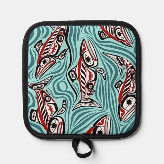 Lachs Haida Art Spirit Pacific Native Topflappen (Vorderseite)