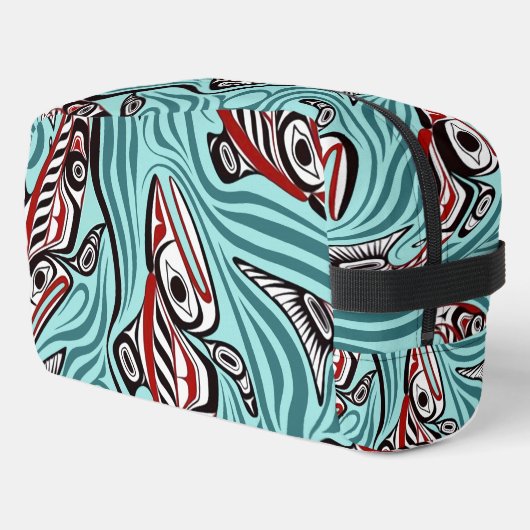 Lachs Haida Art Spirit Pacific Native Waschbeutel (Linke Seite)