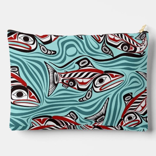 Lachs Haida Art Spirit Pacific Native Zubehörtasche (Rückseite)