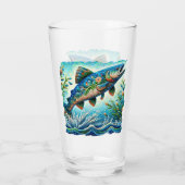Lachs Jumping Mosaic Floral Blue Green Peach Glas (Rückseite)