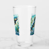 Lachs Jumping Mosaic Floral Blue Green Peach Glas (Links)
