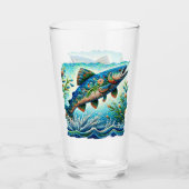 Lachs Jumping Mosaic Floral Blue Green Peach Glas (Vorderseite)