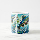 Lachs Jumping Mosaic Floral Blue Green Peach Kaffeetasse (Mittel)
