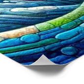 Lachs Jumping Mosaic Floral Blue Green Peach Poster (Ecke)