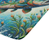 Lachs Jumping Mosaic Floral Blue Green Peach Schneidebrett (Ecke)