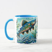Lachs Jumping Mosaic Floral Blue Green Peach Tasse (Links)
