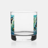 Lachs Jumping Mosaic Floral Blue Green Peach Whiskyglas (Links)