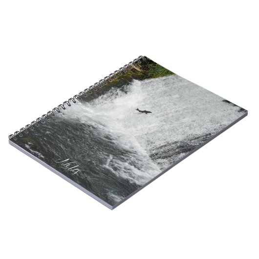 Lachs Jumping Wasserfall Notizblock (Linke Seite)