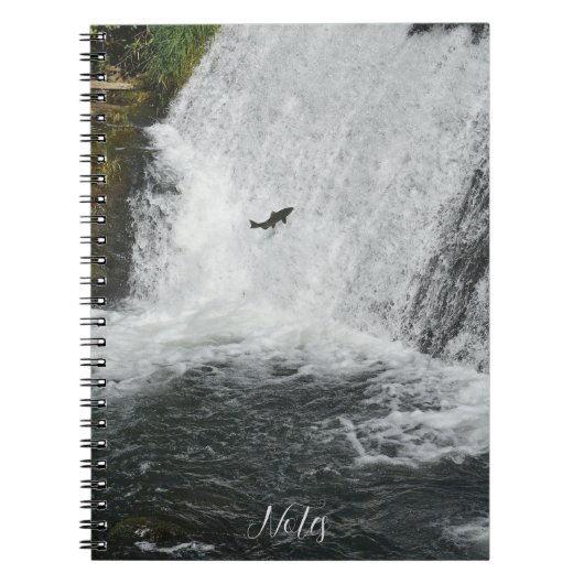 Lachs Jumping Wasserfall Notizblock (Vorderseite)