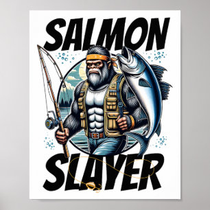 Lachs-Killer Lustiger Bigfoot-Angeln Lachs Fisch Poster
