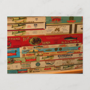 Lachs-Konserven Vintage Postkarte