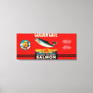 Lachs-Label "Golden Gate Brand" - Seattle, WA Leinwanddruck
