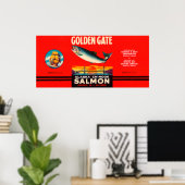 Lachs-Label "Golden Gate Brand" - Seattle, WA Poster (Heimbüro)