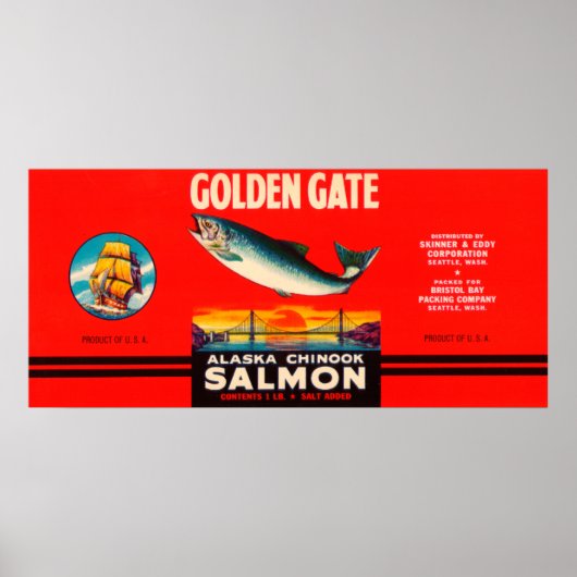 Lachs-Label "Golden Gate Brand" - Seattle, WA Poster (Vorne)