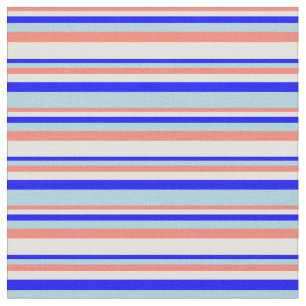Lachs, Light Cyan, Blue & Light Blue Lines Stoff
