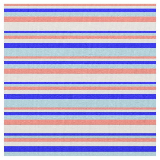 Lachs, Light Cyan, Blue & Light Blue Lines Stoff (Nahaufnahme)