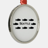 Lachs-Logo Seattles Washington Silbernes Ornament (Rechts)