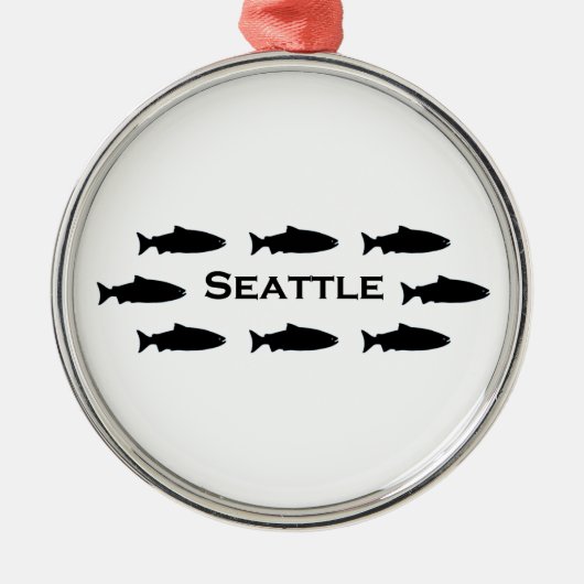 Lachs-Logo Seattles Washington Silbernes Ornament (Vorne)