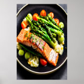 Lachs mit Spargel und Tomaten | AI Art Poster (Vorne)