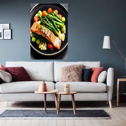 Lachs mit Spargel und Tomaten | AI Art Poster