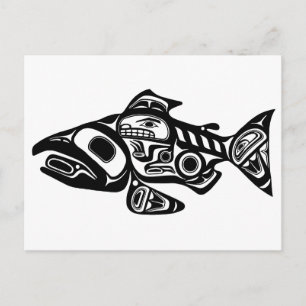 Lachs Native American Design Postkarte
