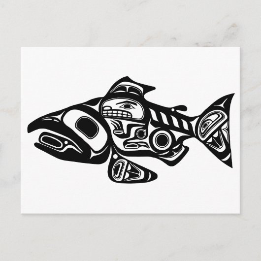 Lachs Native American Design Postkarte (Vorderseite)