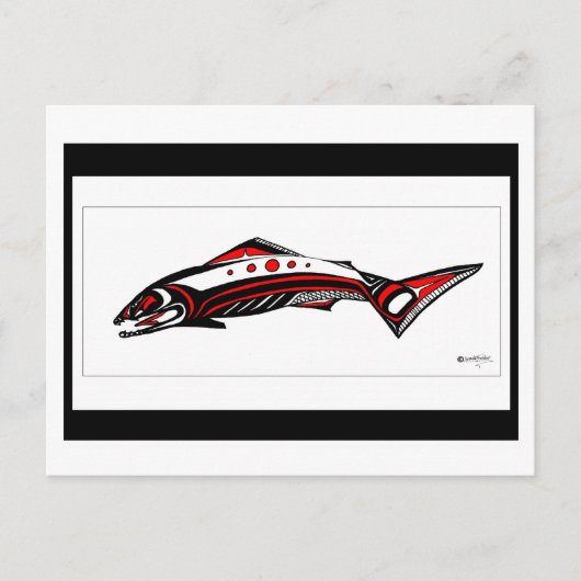 Lachs Native Art Postkarte (Vorderseite)
