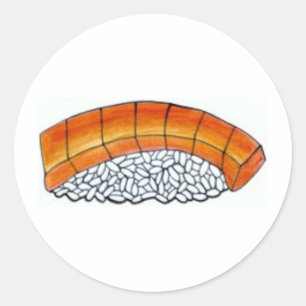 Lachs Nigiri mit Sushi Rice japanische Lebensmitte Runder Aufkleber
