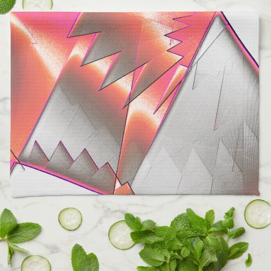 Lachs oder Pfirsich, extrem grob digitalisiert Geschirrtuch (Gefaltet)