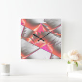 Lachs oder Pfirsich, extrem grob digitalisiert Quadratische Wanduhr (Zuhause)